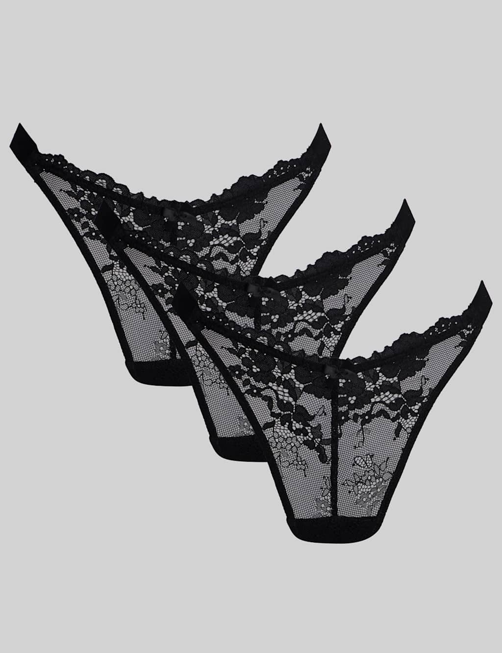 Boux Avenue Women's 3 Pack Fran Lace Thongs - 12 - Black - Available at M&S