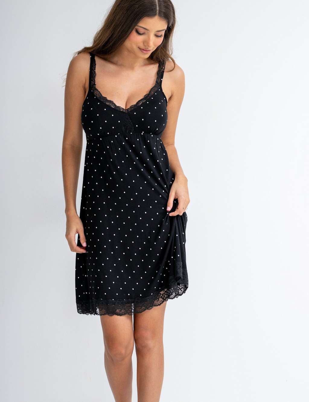 Pour Moi Women's Sofa Loves Lace Polka Dot Chemise - 14 - Black Mix - Available at M&S