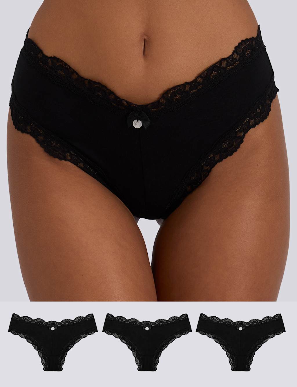 Boux Avenue Women's 3 Pack Tatiana Brazilian Knickers - 10 - Black - Available at M&S