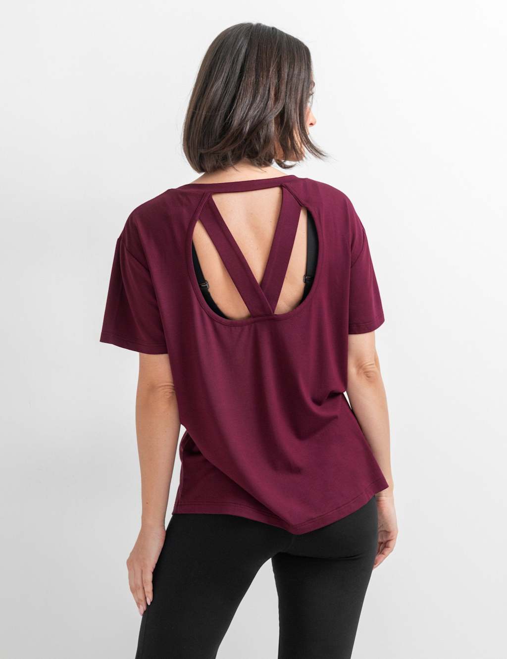 Pour Moi Women's Jersey Cross Back Yoga Top - 16 - Burgundy - Available at M&S