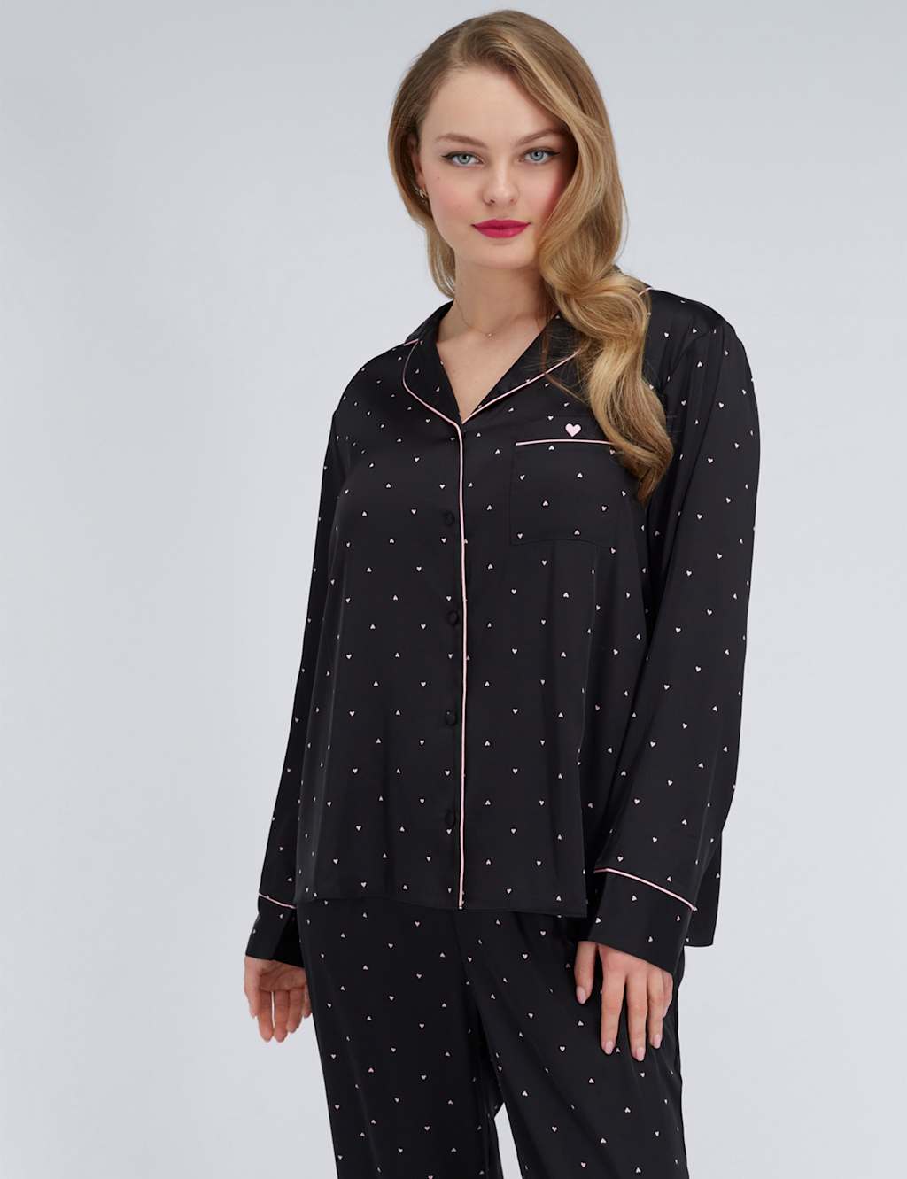 Boux Avenue Women's Satin Heart Pyjama Set - 8 - Black Mix - Available at M&S