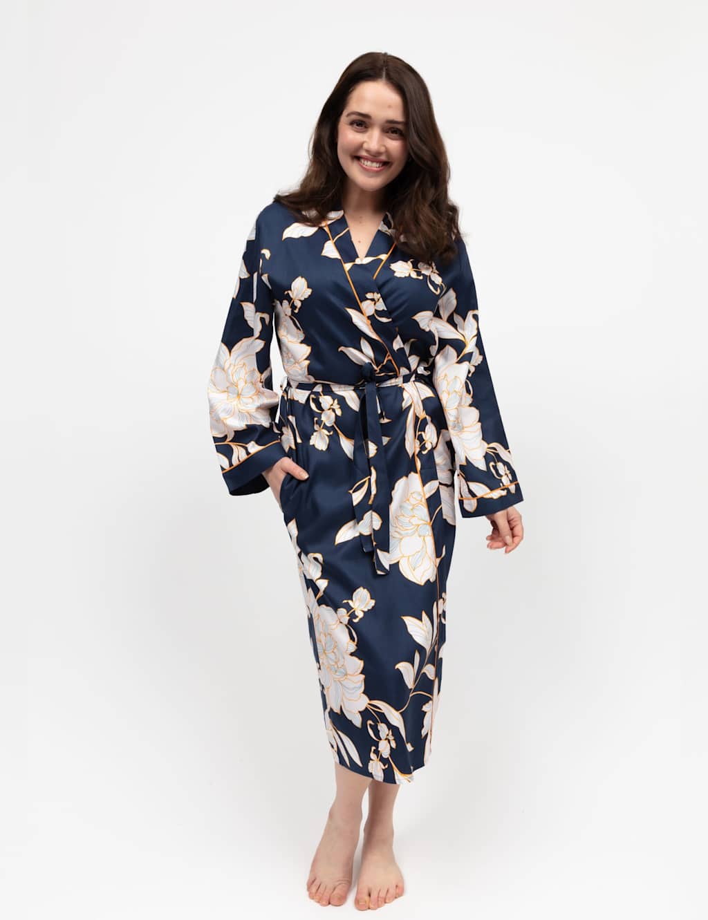 Cyberjammies Women's Cotton Rich Floral Dressing Gown - 14 - Navy Mix, Navy Mix