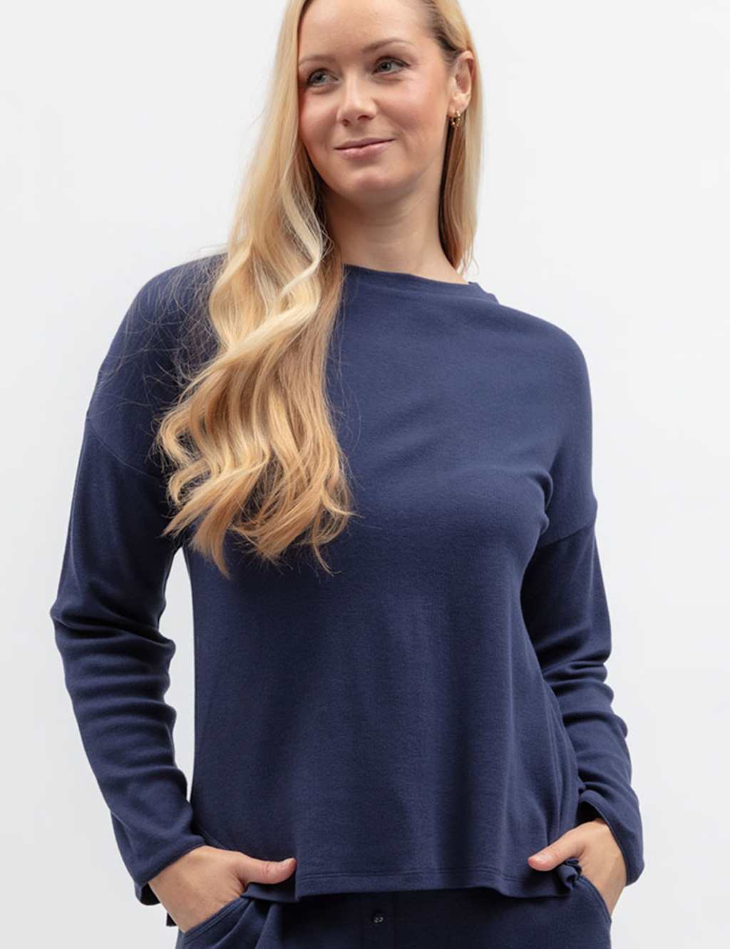 Cyberjammies Women's Cotton Modal Jersey Ribbed Pyjama Top - 12 - Navy - Available at M&S