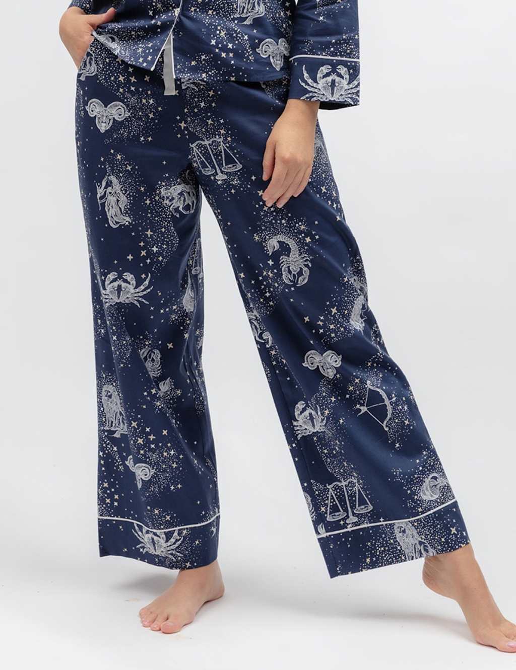 Cyberjammies Women's Cotton Modal Zodiac Print Pyjama Bottoms - 8 - Navy Mix - Available at M&S