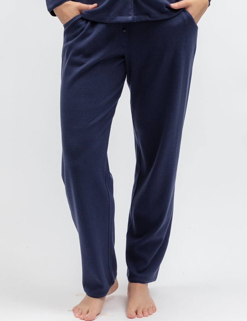 Cyberjammies Women's Jersey Ribbed Pyjama Bottoms - 12 - Navy - Available at M&S