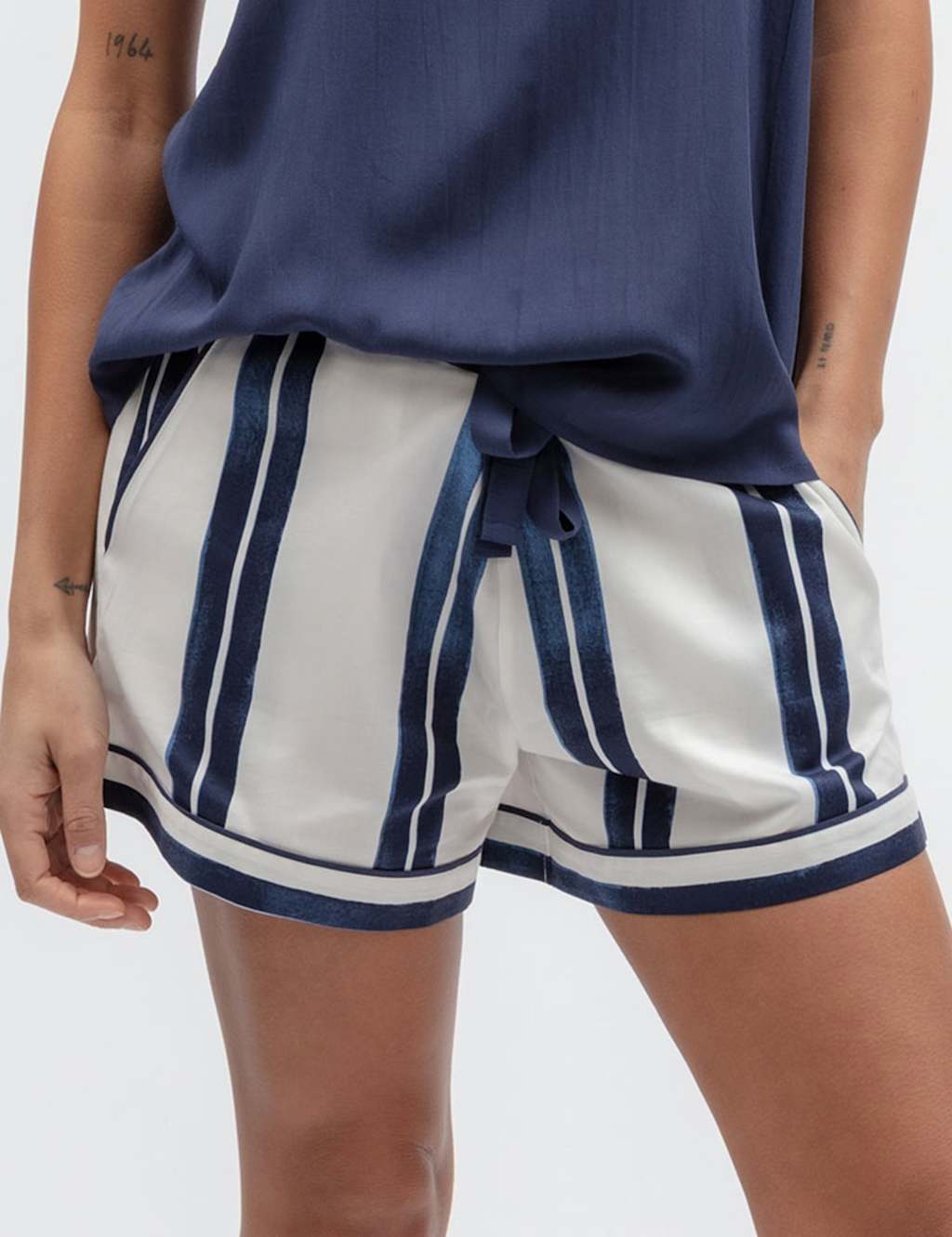 Cyberjammies Women's Cotton Modal Striped Pyjama Shorts - 8 - Navy Mix - Available at M&S