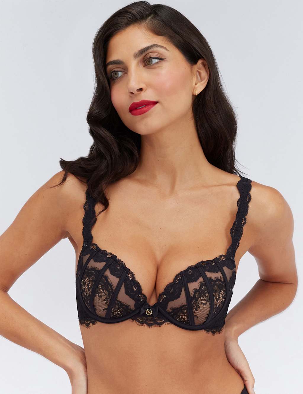 Boux Avenue Women's Juno Lace Wired Plunge Bra (B-DD) - 34B - Black Mix - Available at M&S