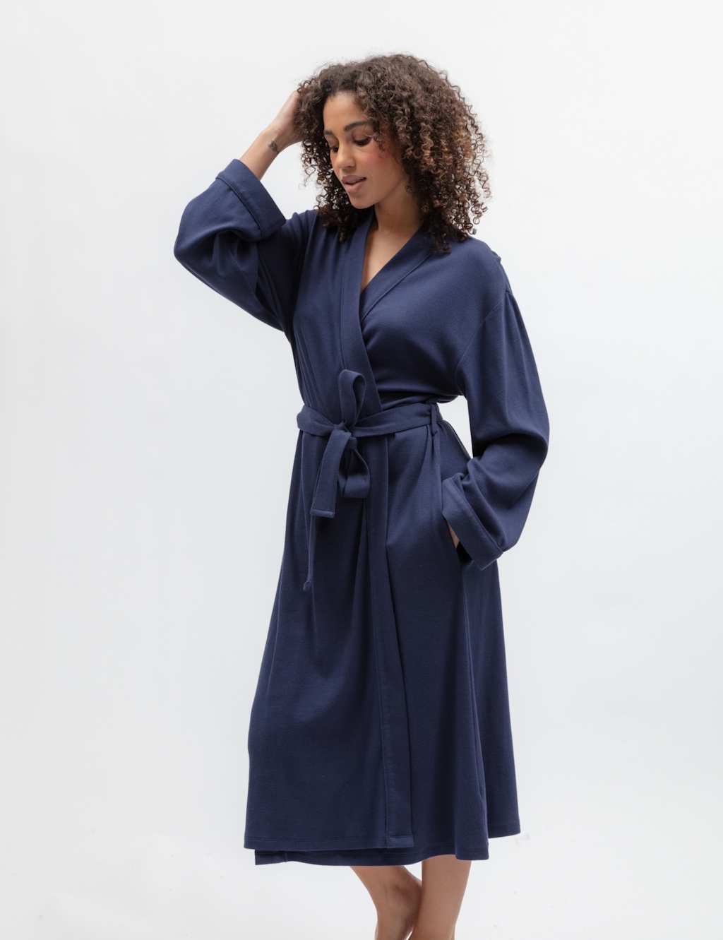 Cyberjammies Women's Cotton Modal Jersey Dressing Gown - 8 - Navy - Available at M&S
