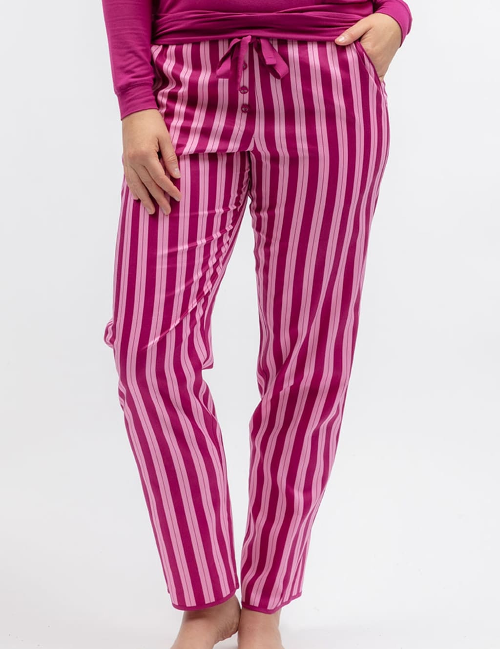 Cyberjammies Women's Cotton Modal Striped Pyjama Bottoms - 24 - Magenta - Available at M&S