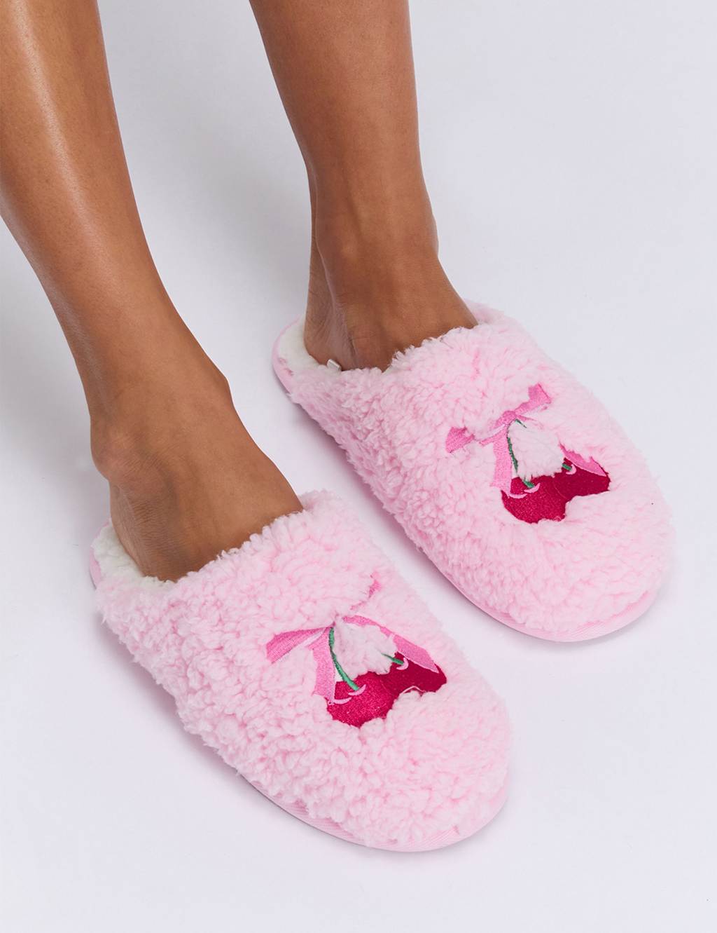 Boux Avenue Women's Valentines Cherry Bow Embroidered Mule Slippers - 38 - Pink - Available at M&S