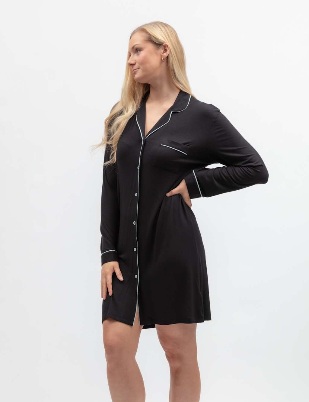 Cyberjammies Women's Jersey Revere Collar Nightshirt - 26 - Black - Available at M&S