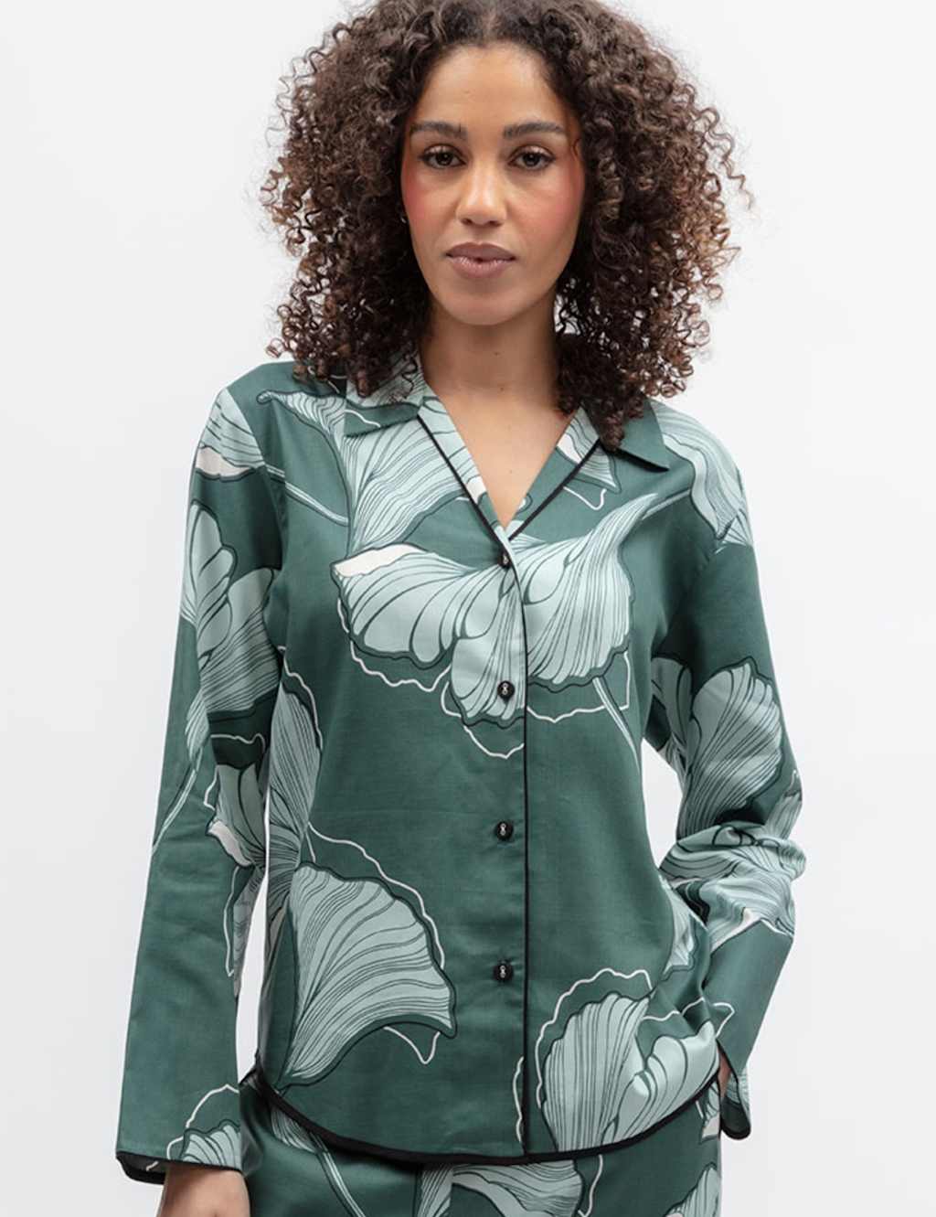 Cyberjammies Women's Cotton Modal Floral Pyjama Top - 10 - Green Mix - Available at M&S