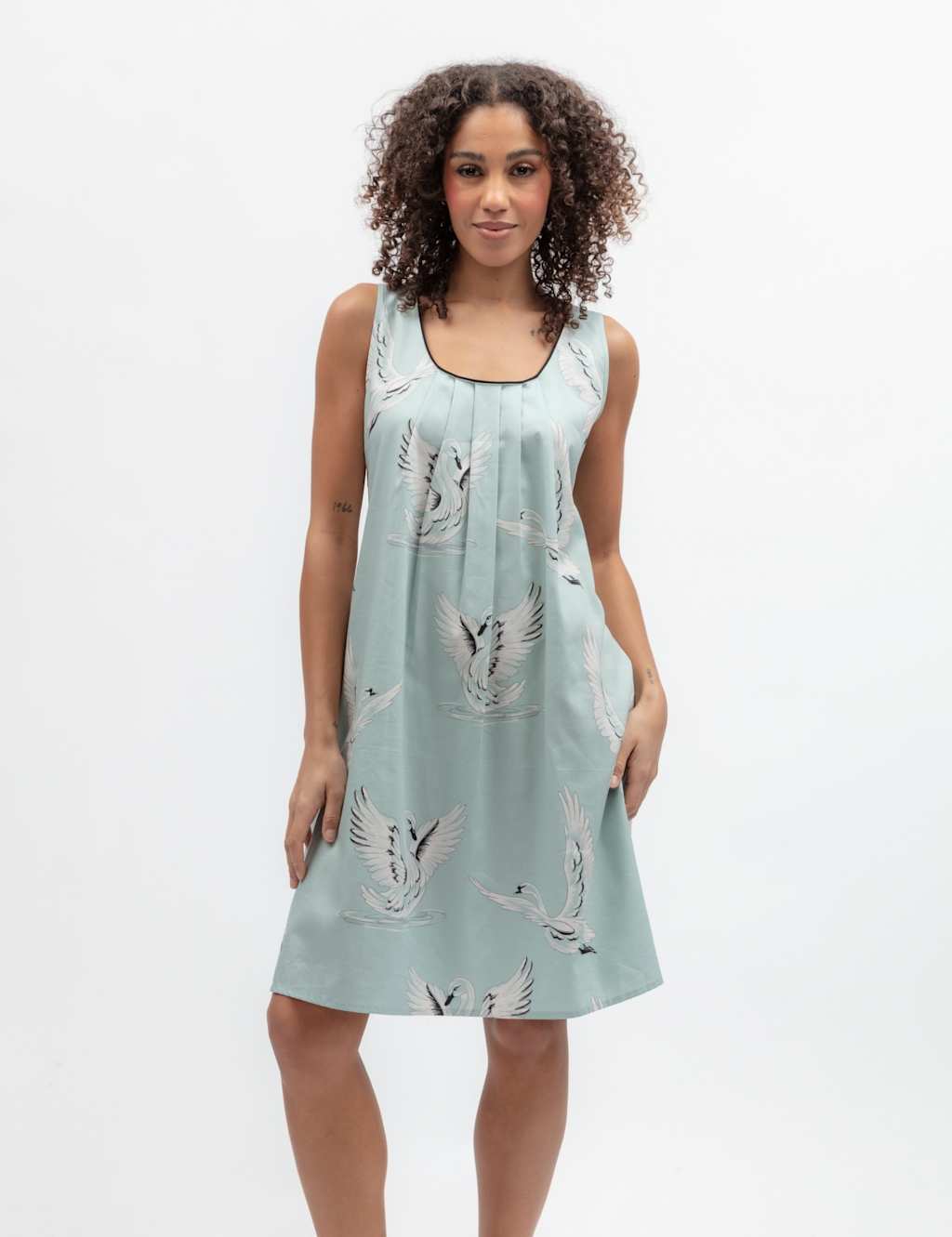 Cyberjammies Women's Cotton Rich Swan Print Nightdress - 8 - Mint - Available at M&S