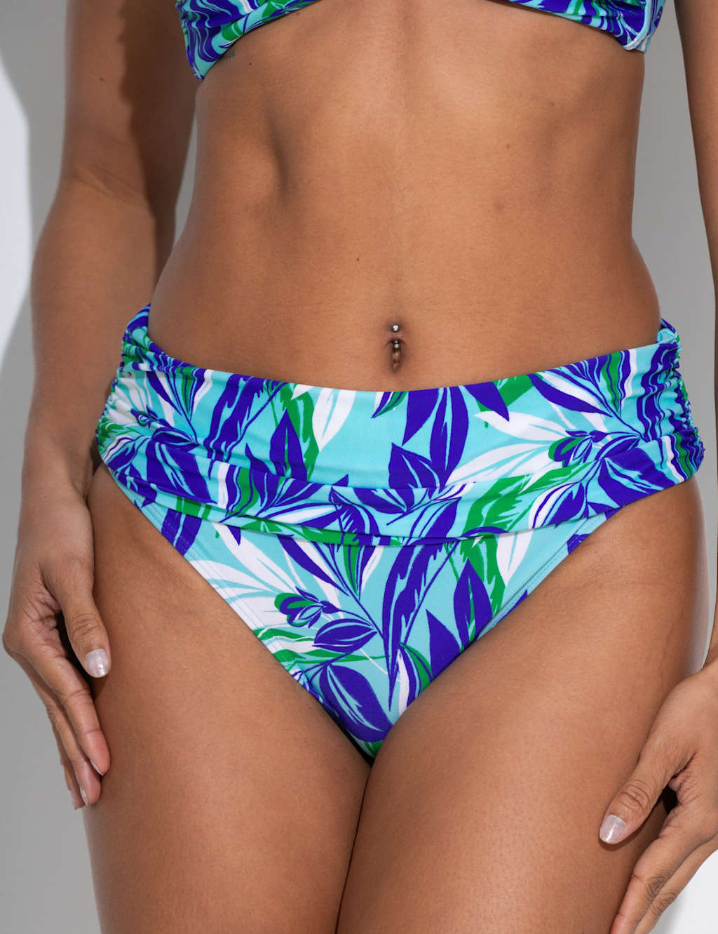 Pour Moi Women's Santa Monica Printed Foldover Bikini Bottoms - 12 - Aqua Mix - Available at M&S
