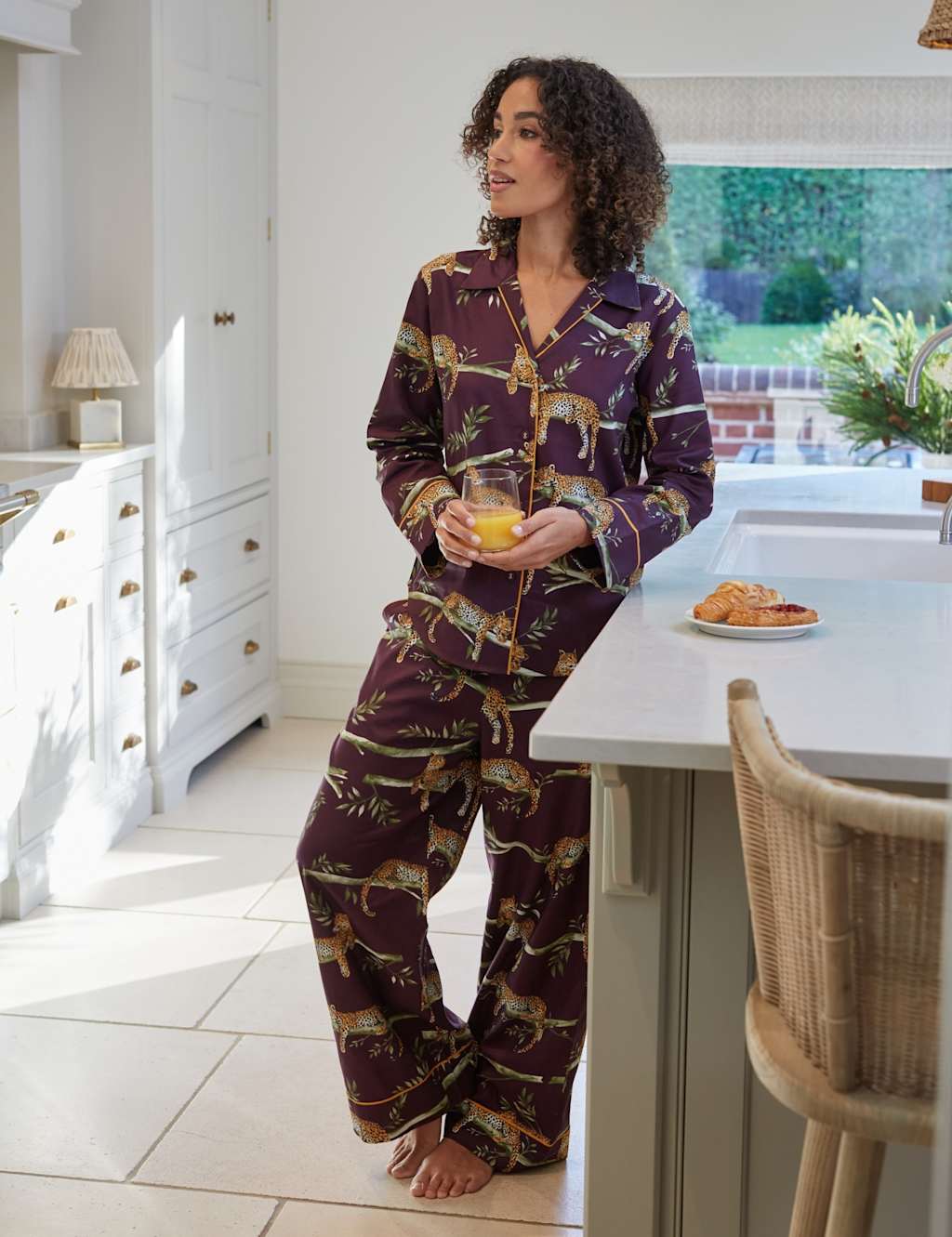 Cyberjammies Women's Cotton Modal Leopard Print Pyjama Bottoms - 22 - Burgundy Mix - Available at M&S