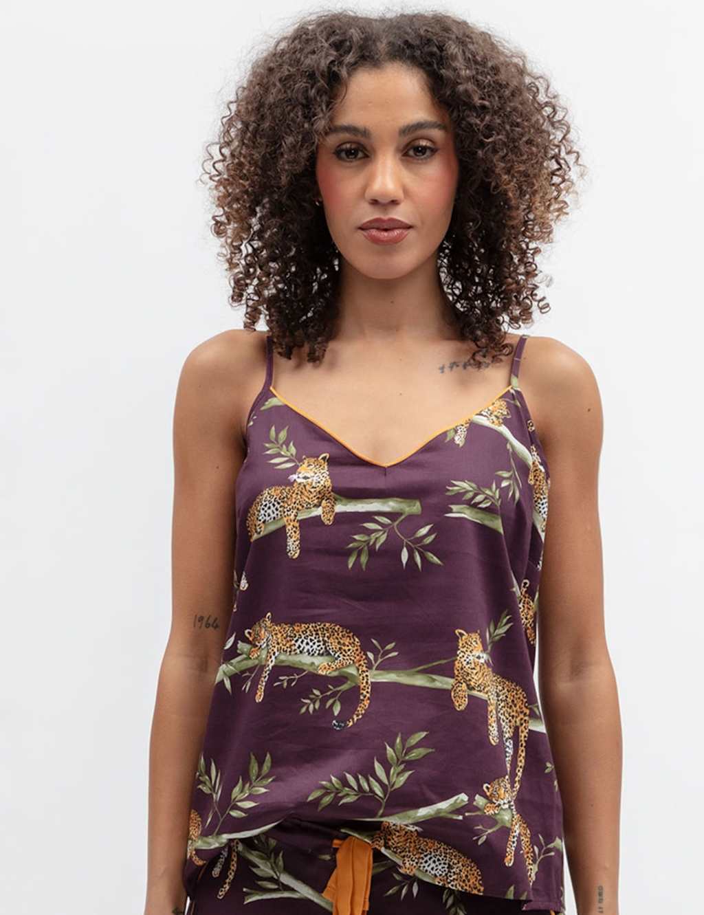 Cyberjammies Women's Cotton Modal Leopard Print Cami Top - 12 - Plum - Available at M&S