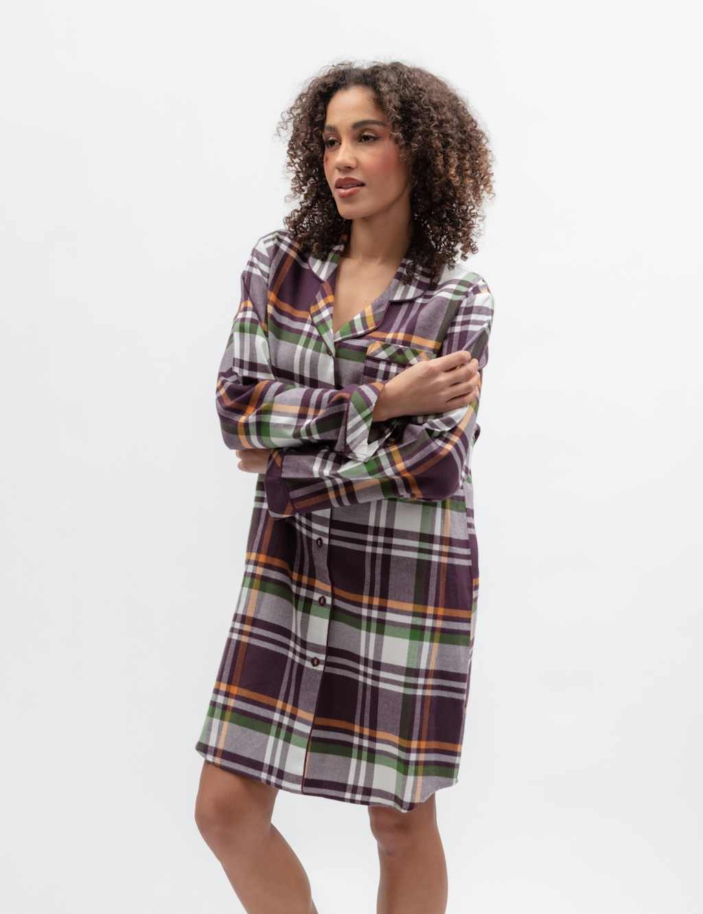 Cyberjammies Women's Pure Cotton Checked Nightshirt - 6 - Burgundy Mix - Available at M&S