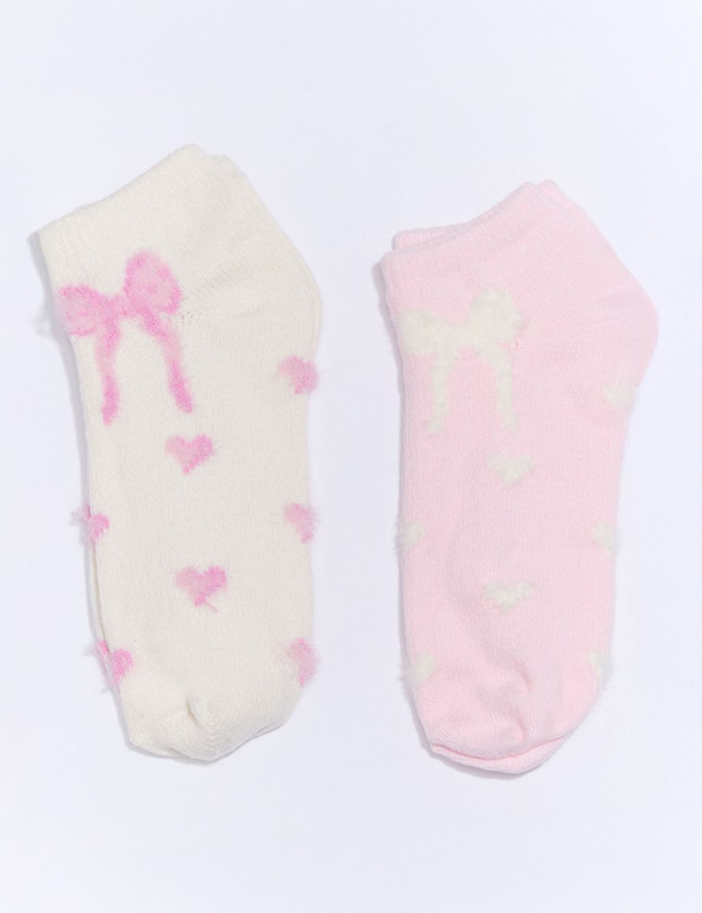 Boux Avenue Women's 2 Pack Bow Trainer Socks - Pink Mix - Available at M&S