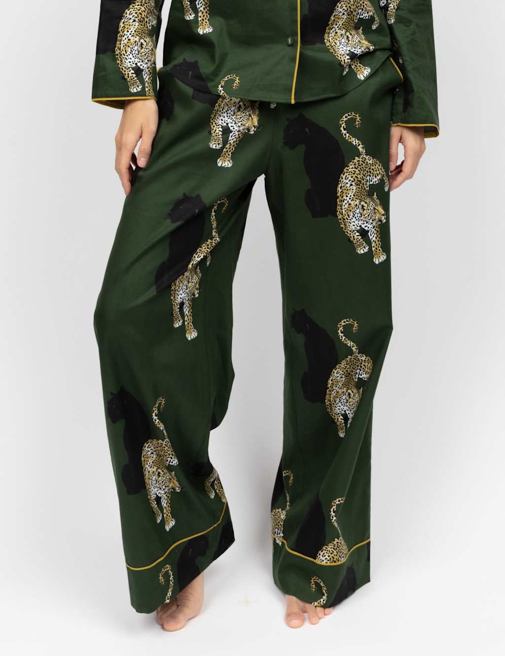 Cyberjammies Cotton Modal Blend Printed Pyjama Bottoms Dark Green Mix