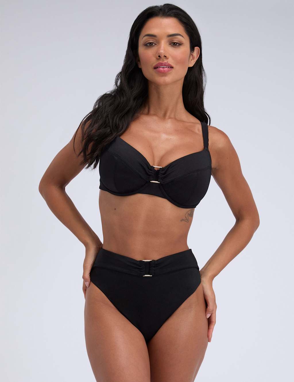 Boux Avenue Women's Riad Belted High Waisted Bikini Bottoms - 8 - Black - Available at M&S