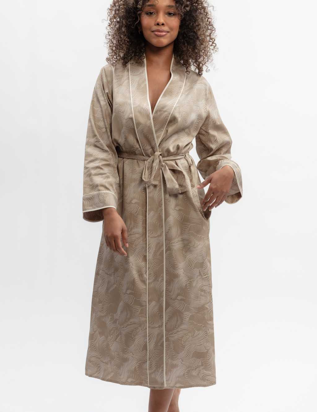 Cyberjammies Women's Fable and Eve Cotton Modal Printed Dressing Gown - 10 - Beige Mix - Available at M&S