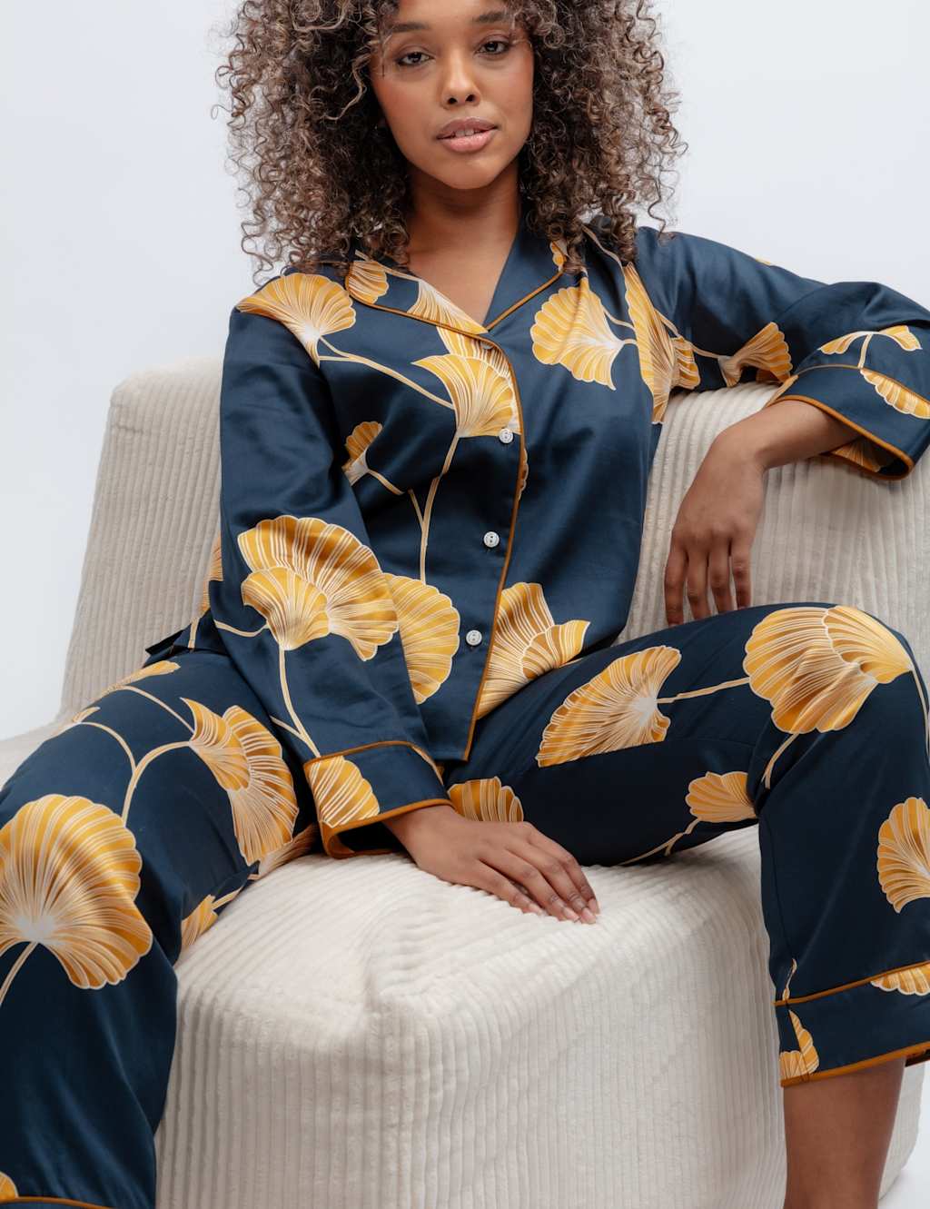 Cyberjammies Women's Cotton Fable and Eve Modal Leaf Print Pyjama Set - 8 - Navy Mix - Available at M&S