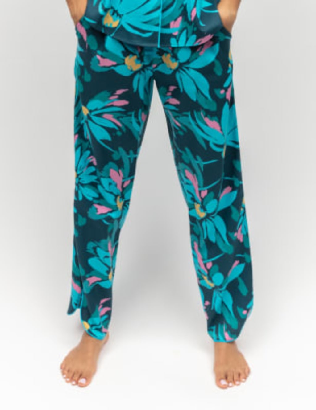 Cyberjammies Women's Cotton Modal Floral Pyjama Bottoms - 14 - Teal Mix, Teal Mix