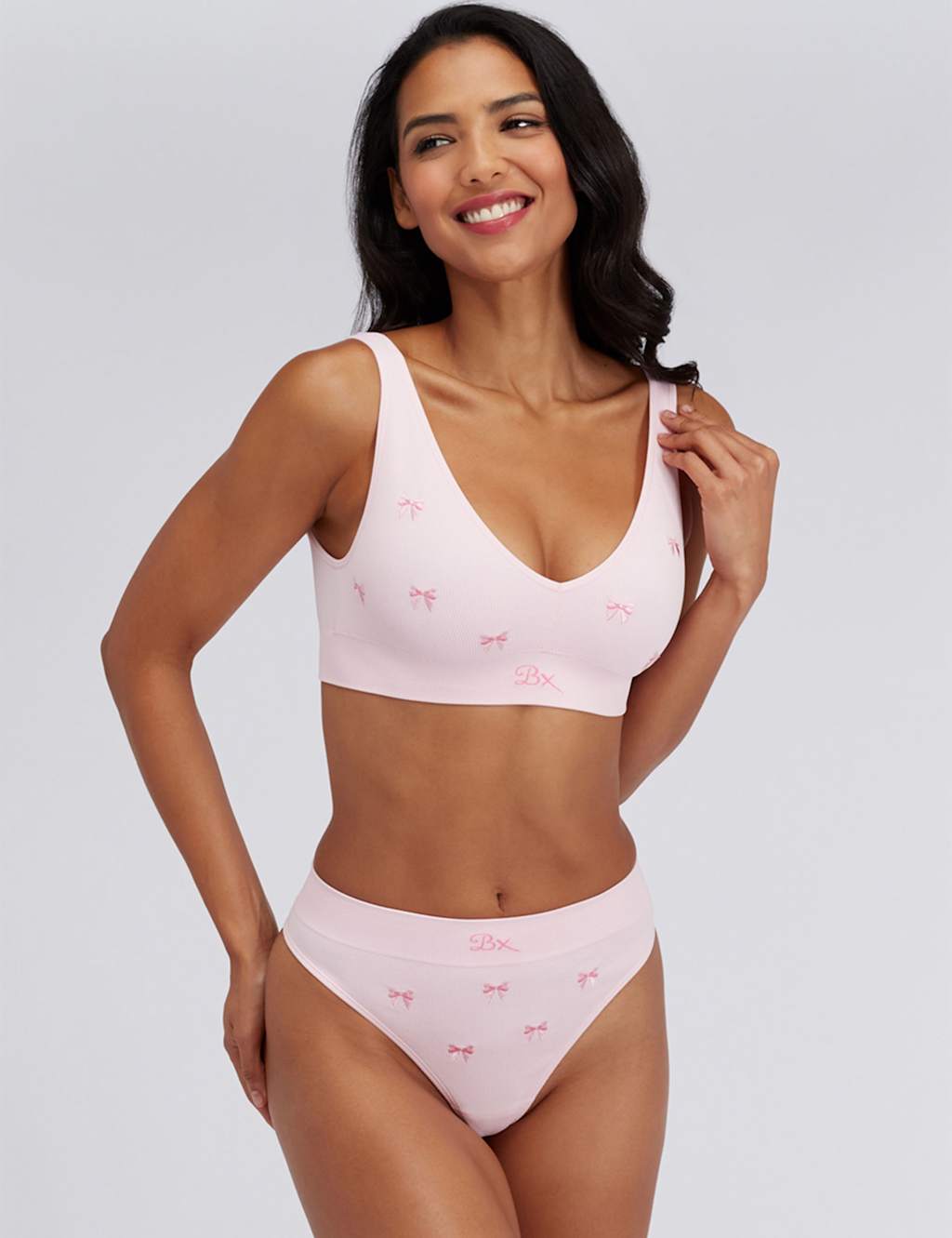 Boux Avenue Women's Bow Embroidered Thong - Medium - Pink Mix - Available at M&S