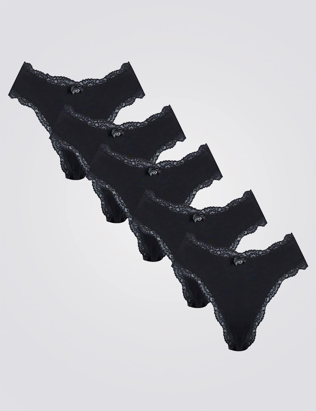 Boux Avenue 5pk Tatiana Thongs Black