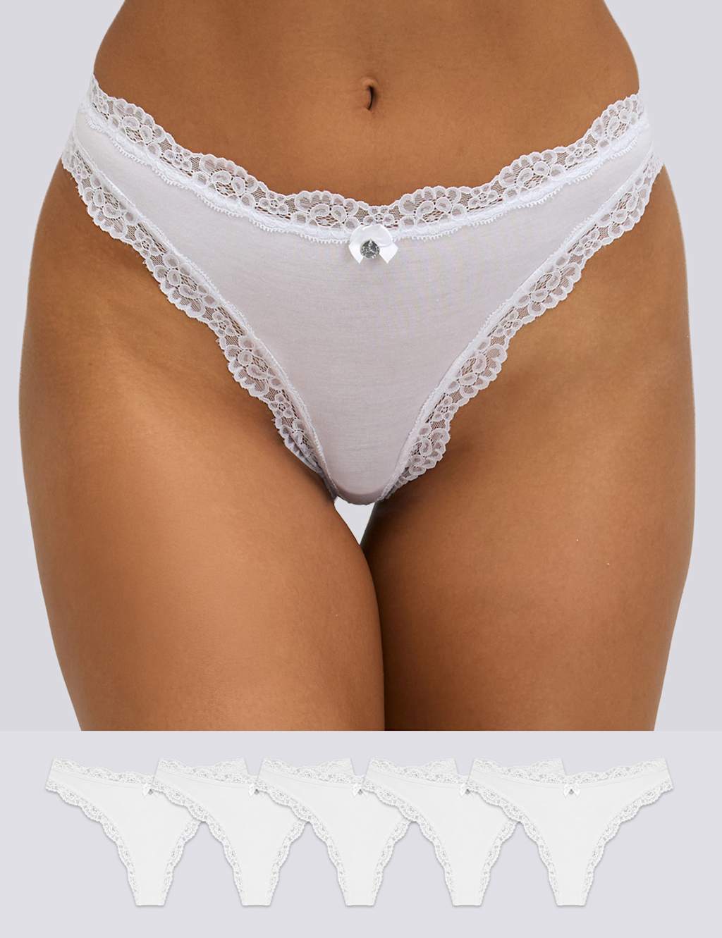 Boux Avenue Women's 5pk Tatiana Thongs - 10 - White - Available at M&S