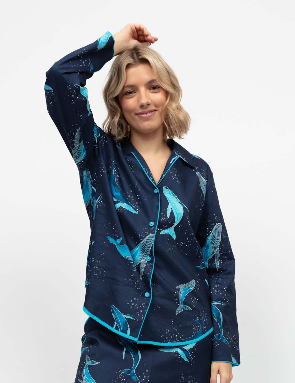Cyberjammies Women's Cotton Rich Whale Pyjama Top - 12 - Navy Mix, Navy Mix