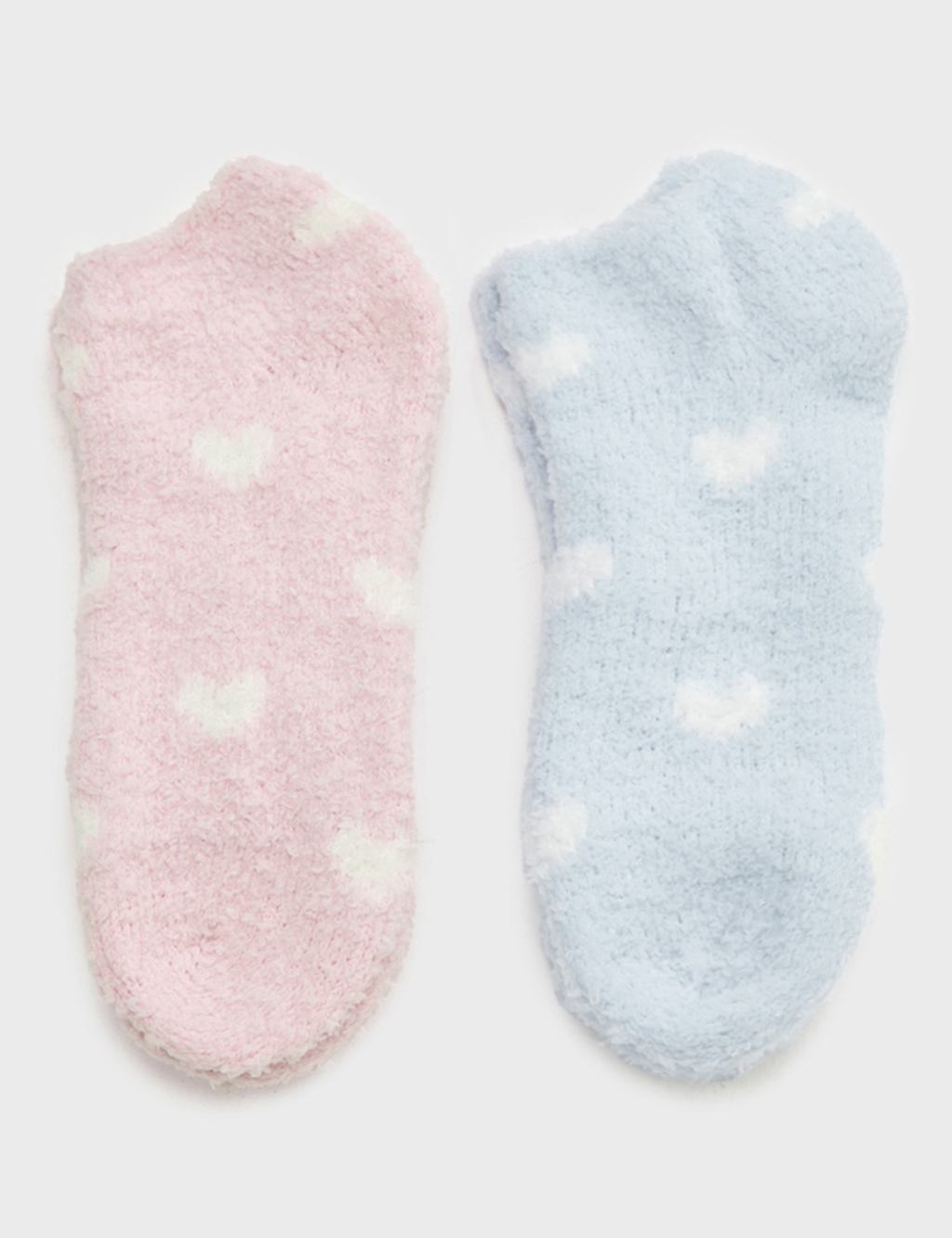 Boux Avenue Women's 2 Pack Heart Fluffy Trainer Socks - Blue Mix - Available at M&S