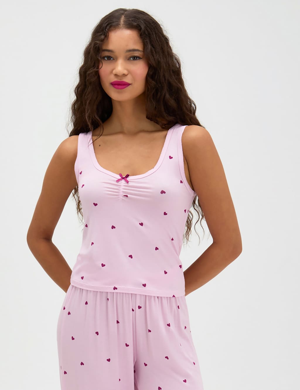 Boux Avenue Women's Modal Rich Heart Print Pyjama Set - 10 - Pink Mix - Available at M&S