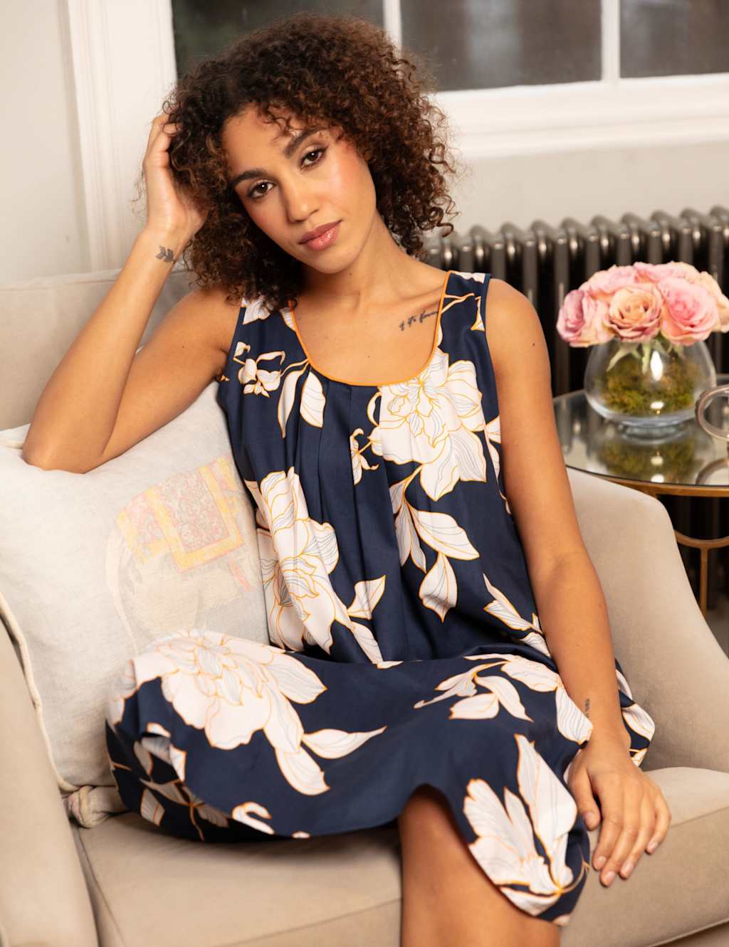 Cyberjammies Cotton Rich Floral Nightdress Navy Mix