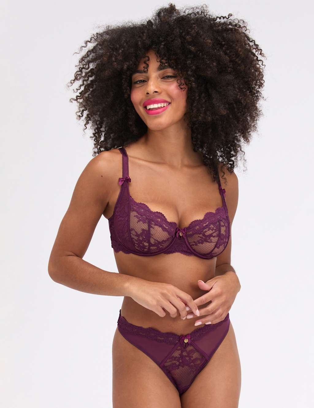 Boux Avenue Women's Veronique Lace Thong - 10 - Plum - Available at M&S