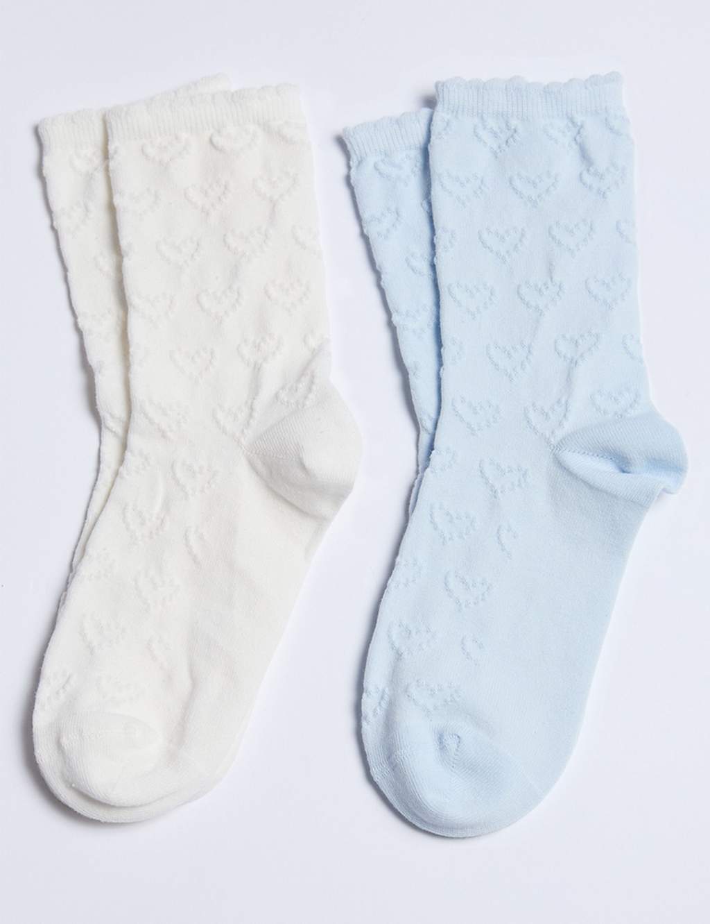 Boux Avenue 2 Pack Cotton Rich Heart Ankle High Socks Blue Mix