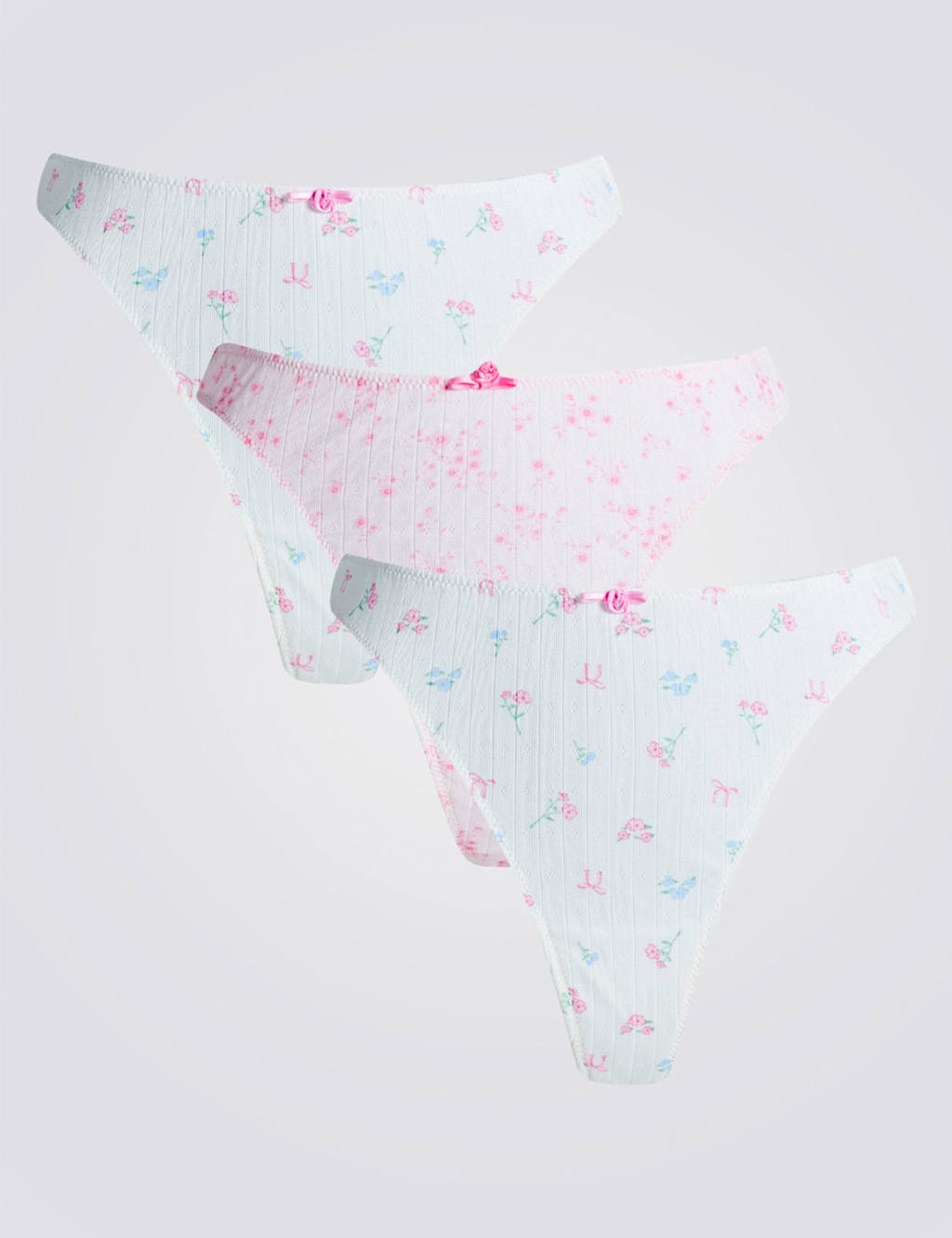 Boux Avenue 3pk Rosie Thongs Ivory Mix