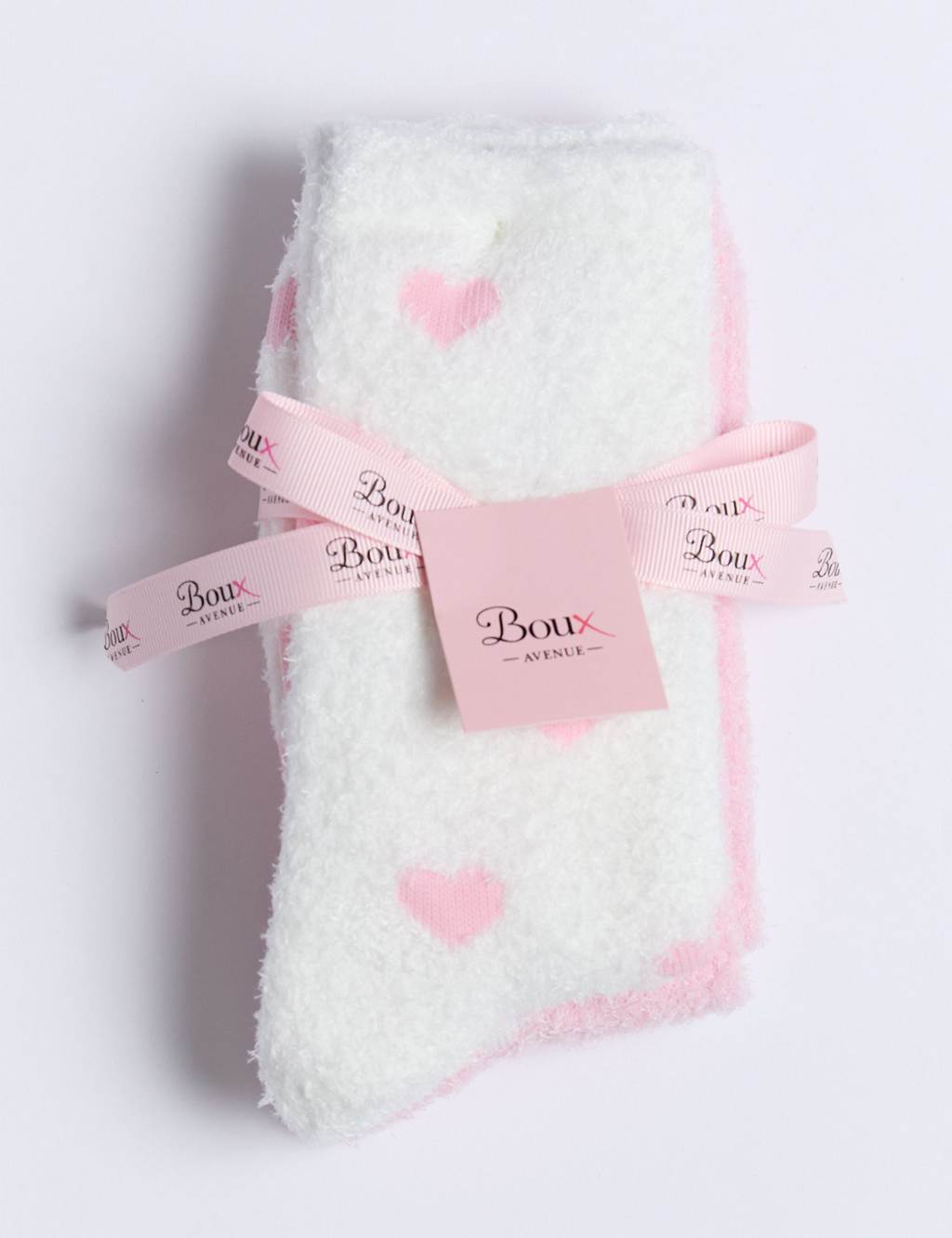 Boux Avenue 2 Pack Cosy Heart Ankle High Fluffy Socks Pink Mix