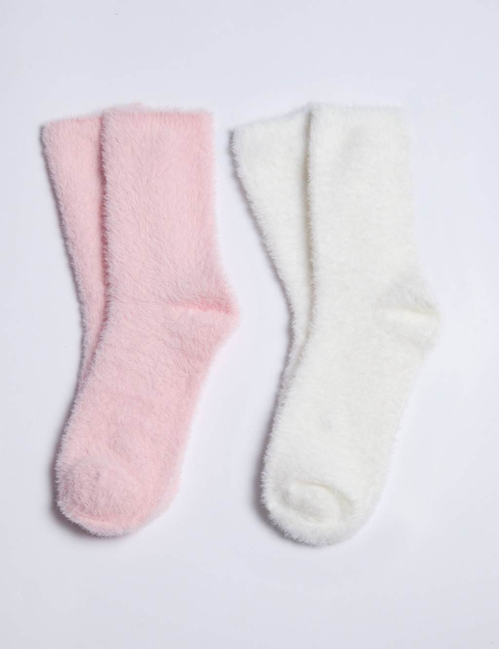 Boux Avenue 2 Pack Cosy Fluffy Ankle High Socks Pink Mix