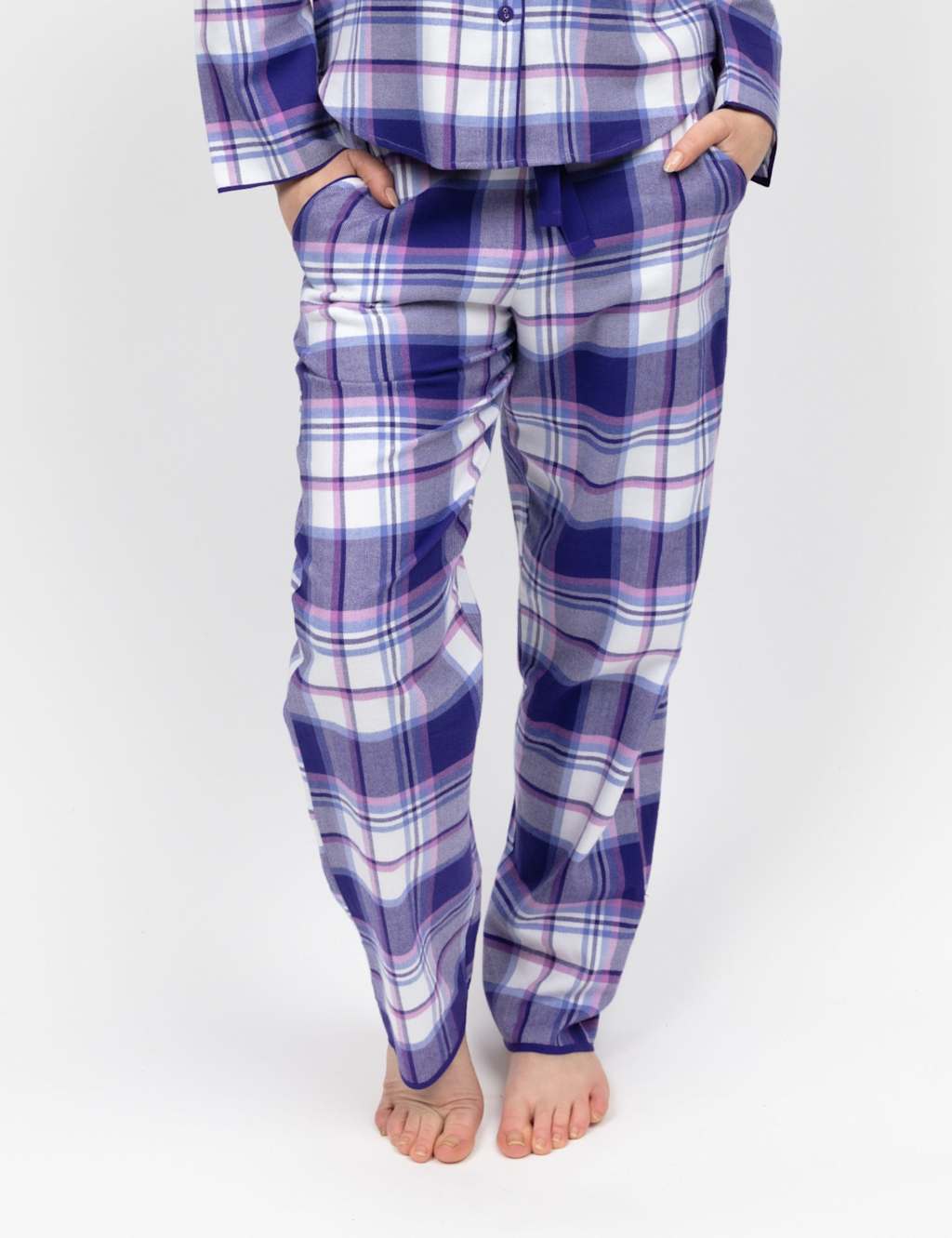 Cyberjammies Pure Cotton Checked Pyjama Bottoms Purple Mix