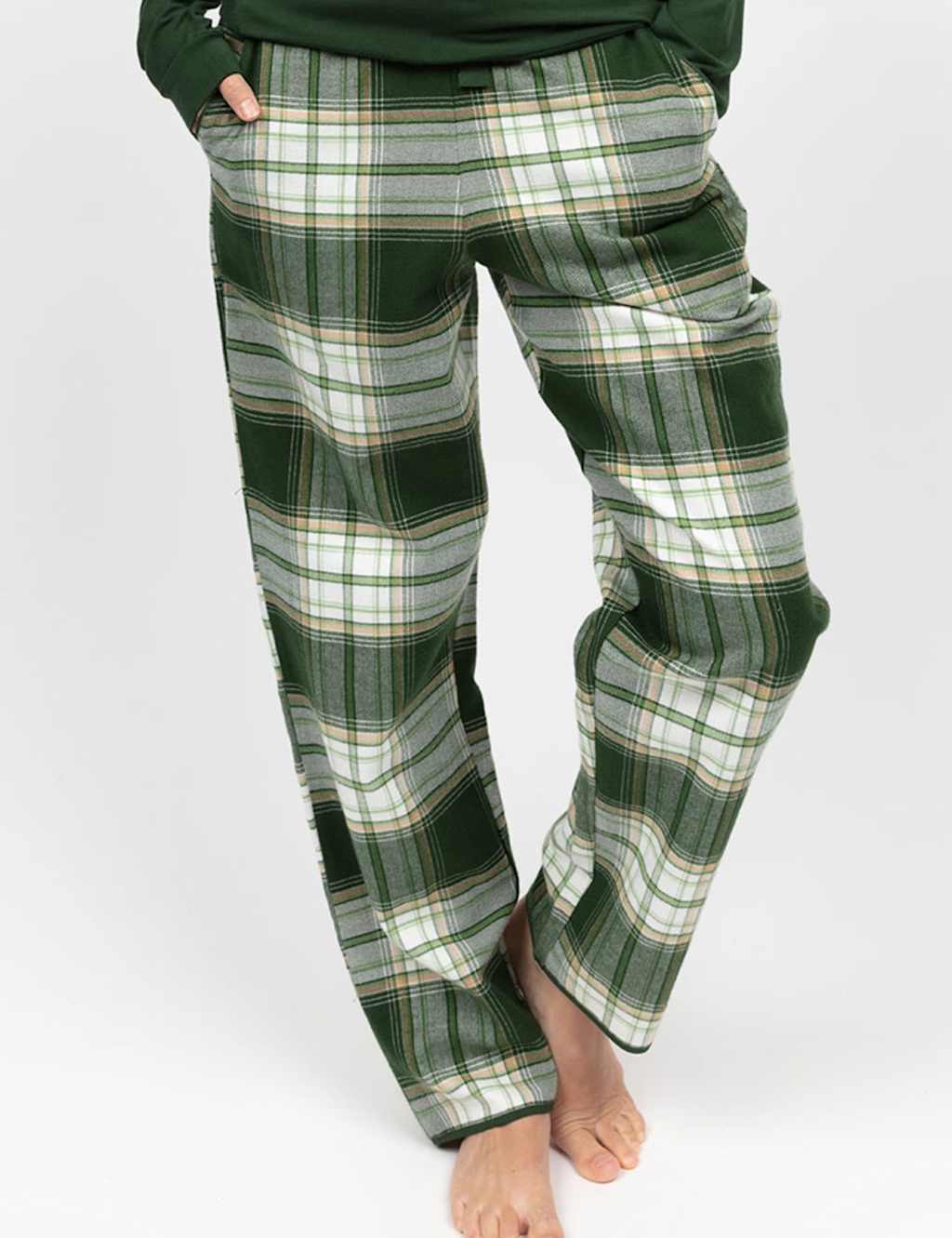 Cyberjammies Pure Cotton Checked Pyjama Bottoms Green Mix