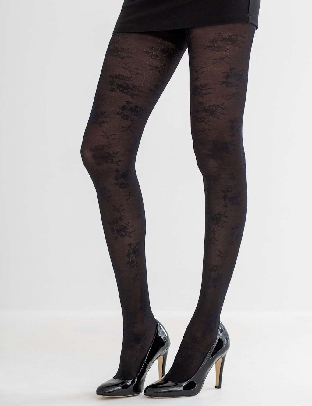Pour Moi Floral Lace Tights Black