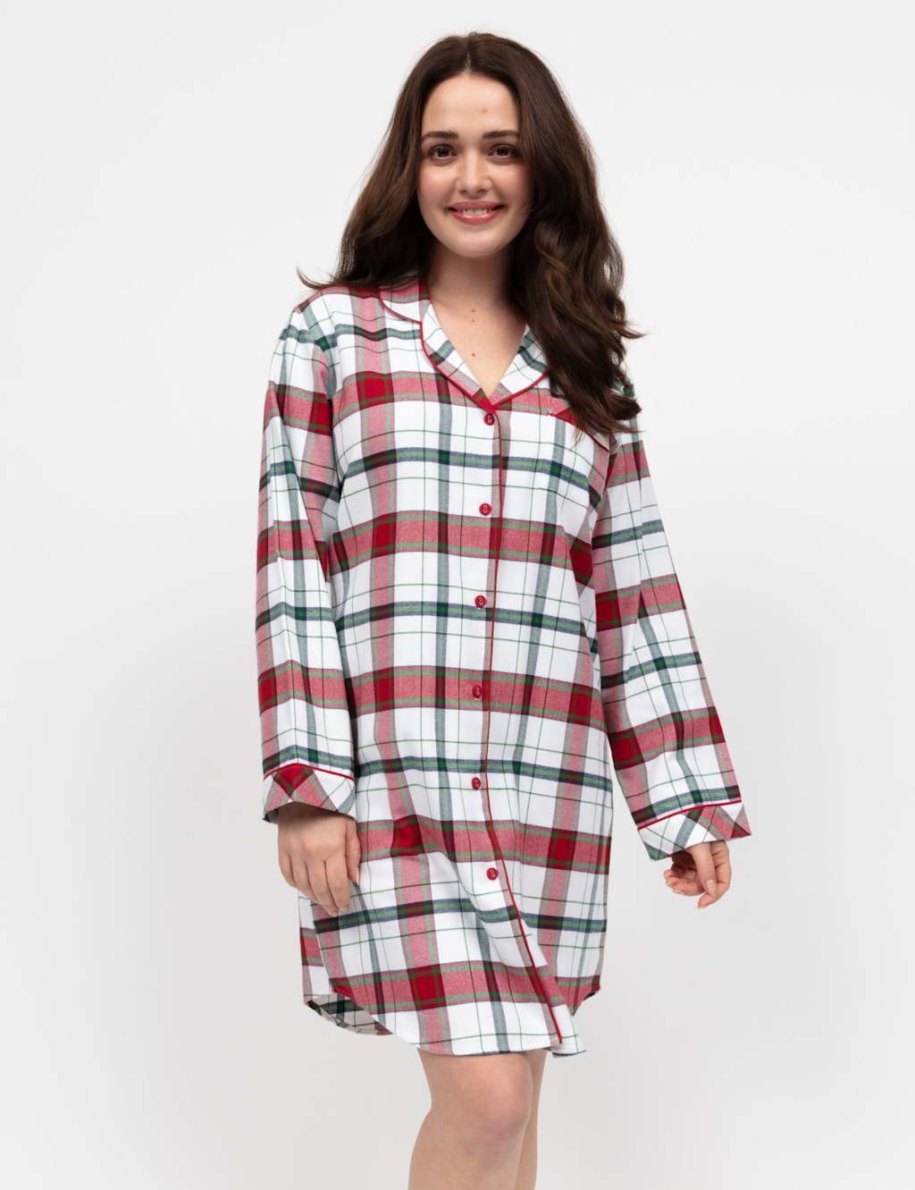Cyberjammies Pure Cotton Checked Nightshirt Red Mix