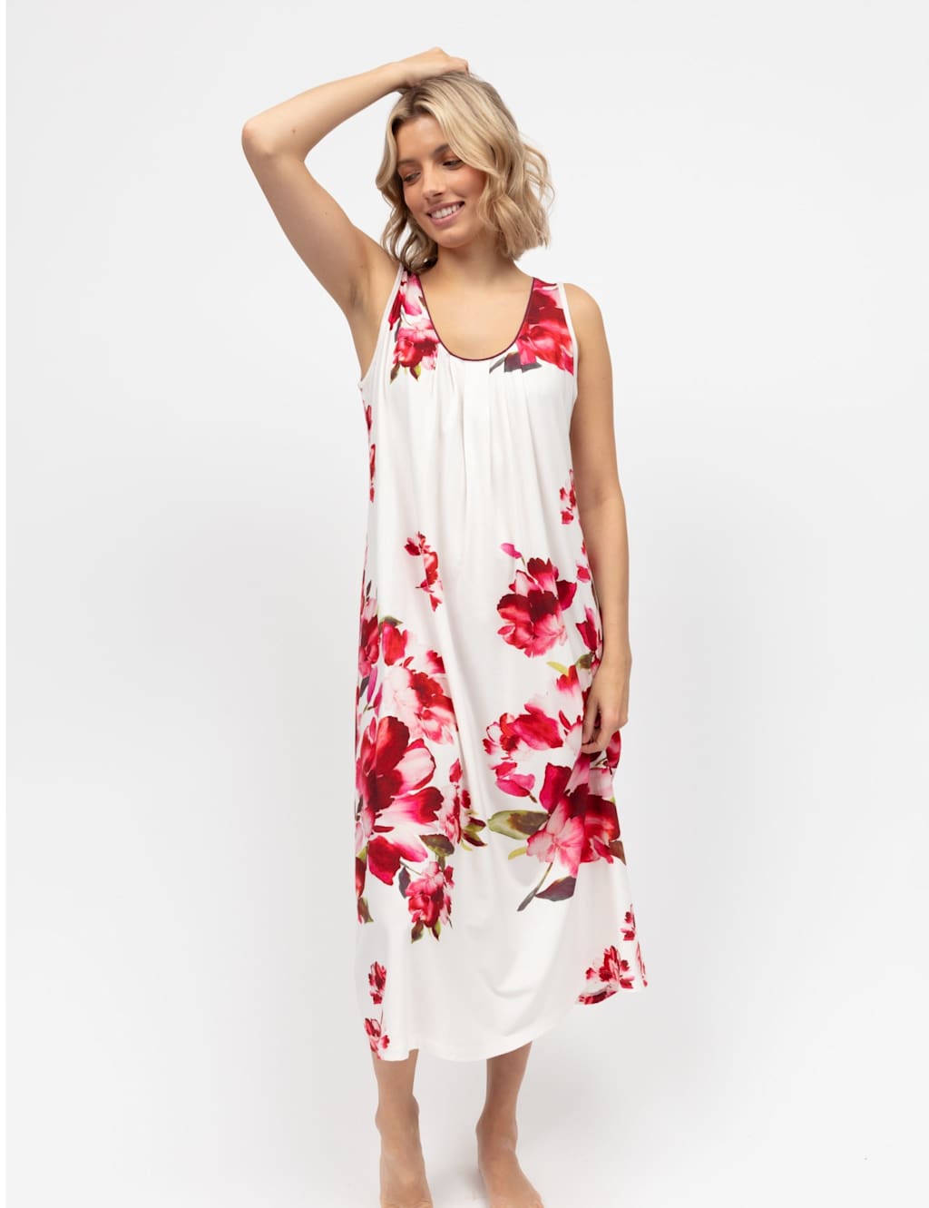 Cyberjammies Cotton Modal Floral Nightdress Red Mix