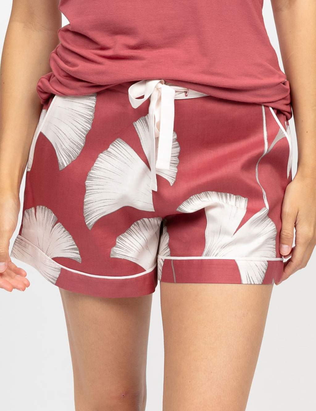 Cyberjammies Women's Cotton Modal Leaf Print Pyjama Shorts - 10 - Red Mix - Available at M&S