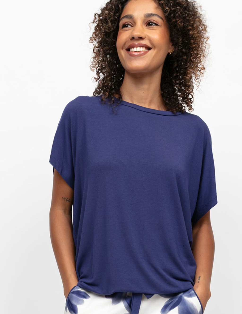 Cyberjammies Modal Rich Jersey Cuffed Hem Pyjama Top Navy