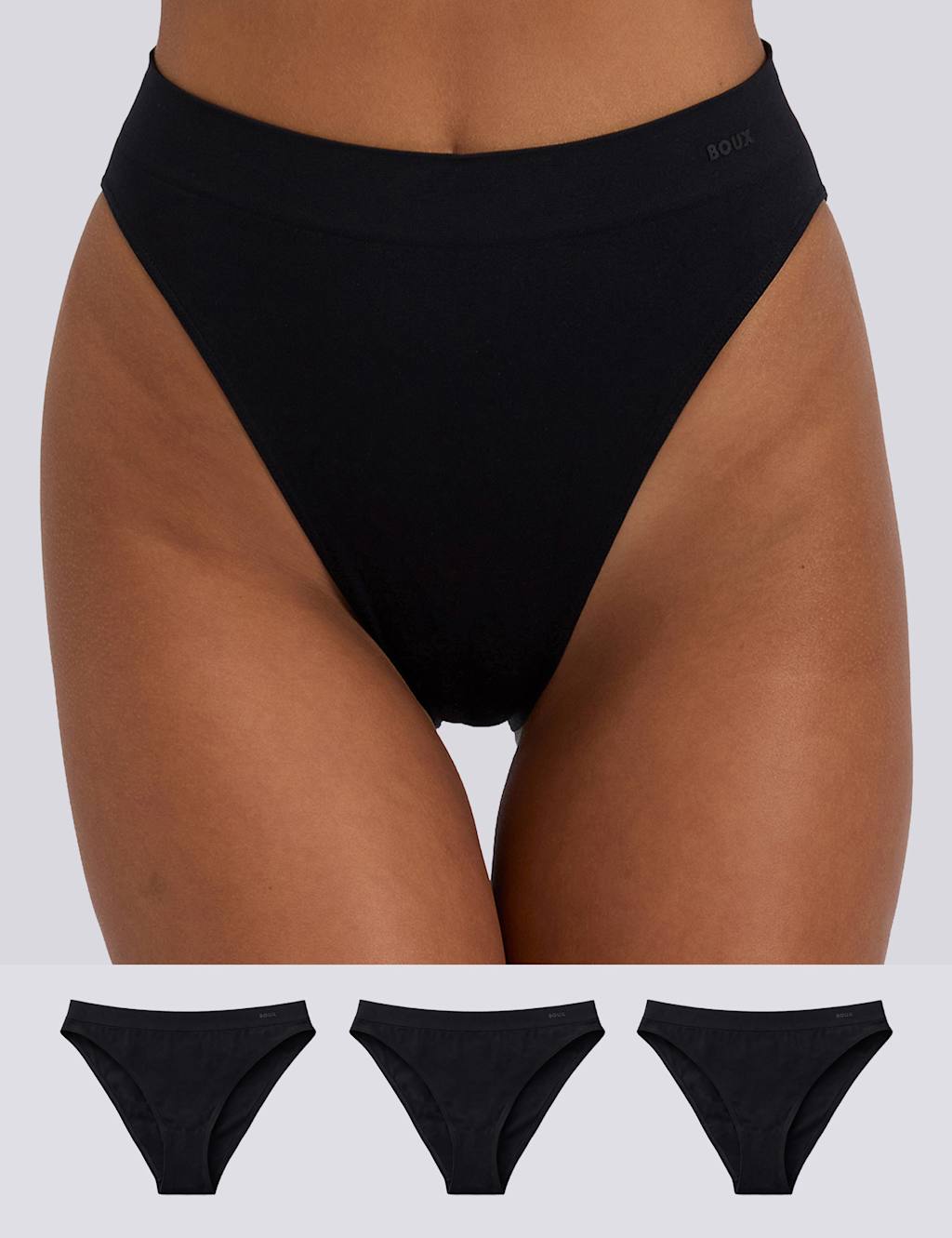Boux Avenue Women's 3 Pack Seamless High Leg Brazilian Knickers - Large - Black - Available at M&S