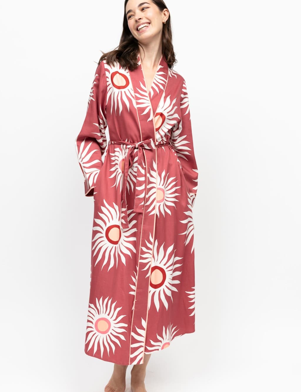 Cyberjammies Women's Fable And Eve Cotton Modal Sun Print Dressing Gown - 14 - Red - Available at M&S