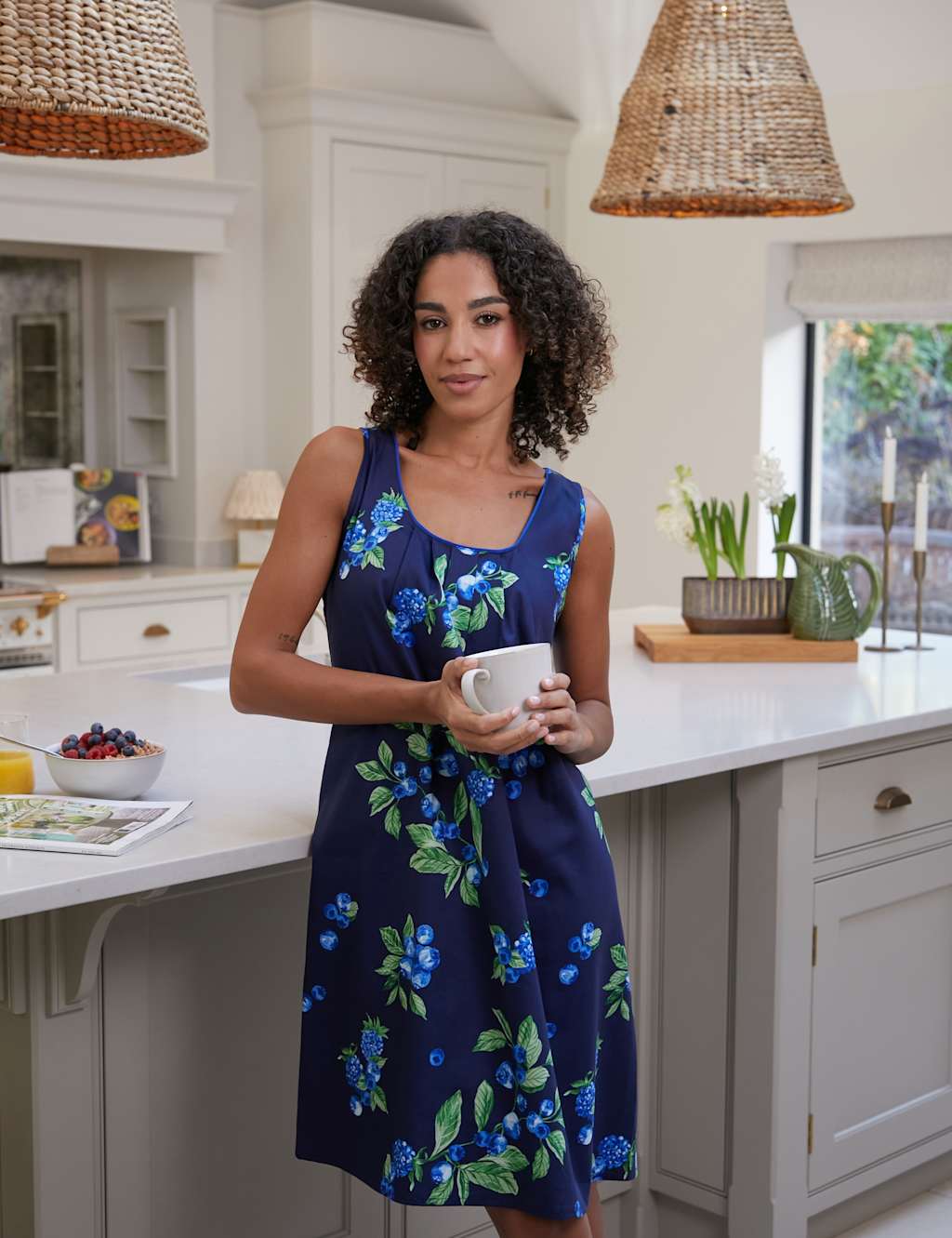 Cyberjammies Women's Cotton Modal Berry Print Nightie - 20 - Navy Mix - Available at M&S