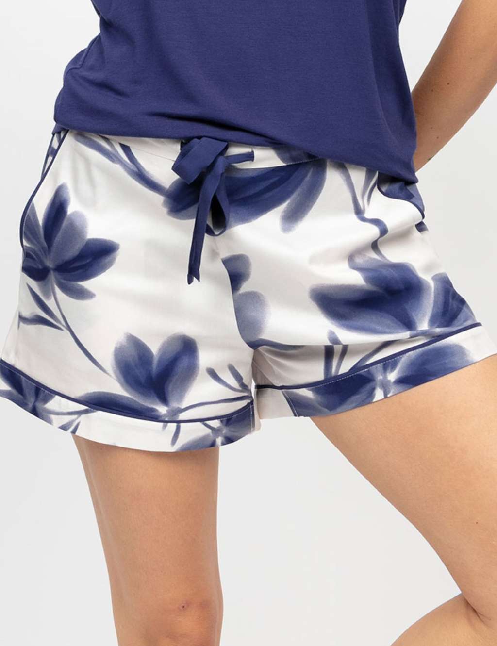 Cyberjammies Cotton Modal Floral Pyjama Shorts Navy Mix